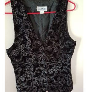 Black Glitter Suede Vest
